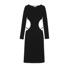 Cotton and silk midi dress with crystal G square