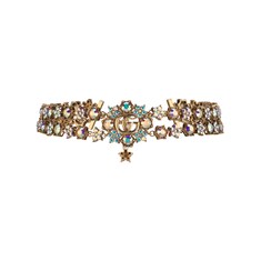 Double G crystal flowers choker