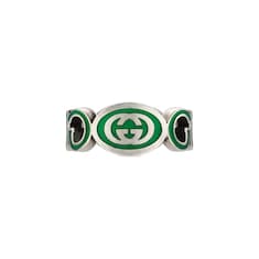 Bague avec détail GG enlacés en émail