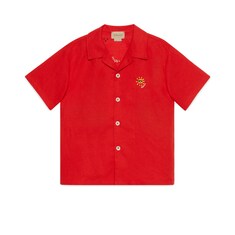 Chemise pour enfant en coton et lin avec broderie