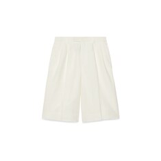 Linen bermuda with Double G embroidery