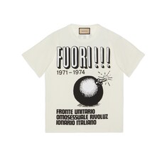 Cotton jersey T-shirt with Fuori!!! print