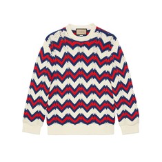 Chevron knit cotton jumper