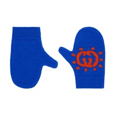 Baby wool mittens with intarsia