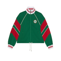 Cotton piquet zip jacket with embroidery