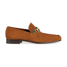 Men's gucci brown leather loafers sales