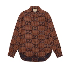 Maxi GG gingham wool shirt
