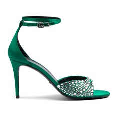 Women's mid-heel sandals with crystals
