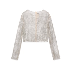 Crystal-embroidered stretch tulle top