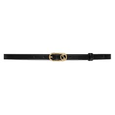 Ceinture fine avec detail GG enlaces rond en cuir noir GUCCI FR