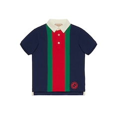 Polo bambino in cotone con dettaglio Web