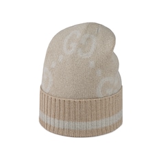 Cappello in cashmere lamé jacquard con GG