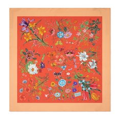 Pañuelo cuadrado de seda con estampado Flora