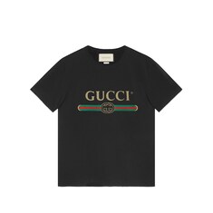T-shirt oversize délavé con logo Gucci