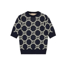 Reversible GG wool jacquard top