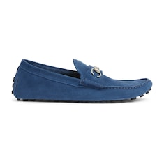 Men s driver with Horsebit in blue suede GUCCI US