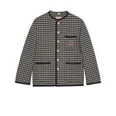 Veste en laine à motif Vichy et détail GG enlacés