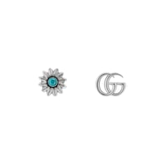 Pendientes de Botón con Flor y Doble G 