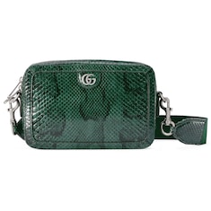 Umhängetasche aus Pythonleder mit Doppel G in dunkelgrün | GUCCI® DE