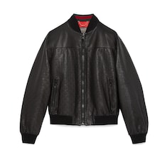 Blouson aviateur en cuir GG embossé