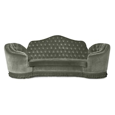 Camelback-Sofa aus Samt mit Capitonné-Steppung