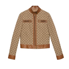 GG canvas jacket with leather trim