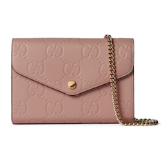 Gucci outlet wallet on chain interlocking rot genarbtes Leder rot