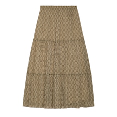 GG damier print silk skirt