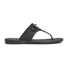 GUCCI Women s Thong Sandal With Horsebit Black Rubber