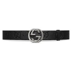 Wide belt with Interlocking G buckle