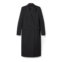 Double-breasted long wool coat