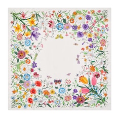 Flora print silk carré