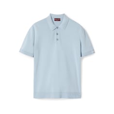 Silk cotton knit polo shirt