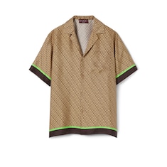 Bowling-Shirt aus Seide mit Gucci Print