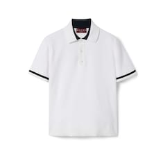 Knit cotton polo shirt with intarsia