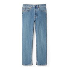 Straight leg denim pant with label