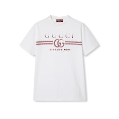 Playera jersey de algodón con estampado Gucci