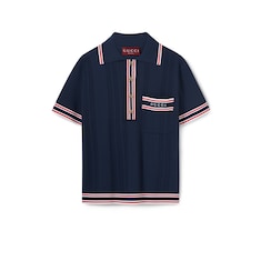 Polo top with striped trim