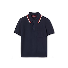 Rib stitch cotton polo shirt