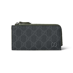 Dark green trim GG zip card case