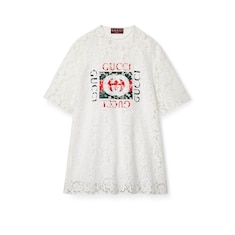 Haut en dentelle de coton fleurie à imprimé Gucci