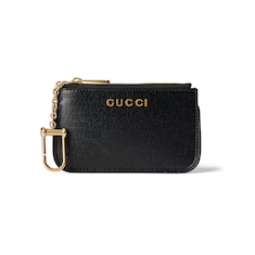 Zip key case with Gucci script