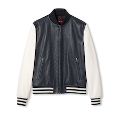 Embossed GG leather bomber jacket