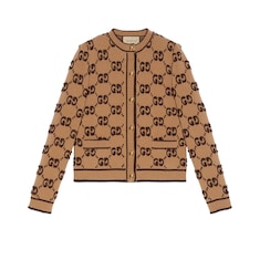 Cárdigan de punto de jacquard de rizo de lana con GG