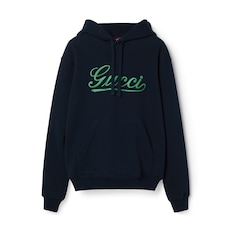 Embroidered cotton jersey hooded sweatshirt