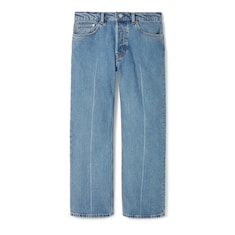 Pantalón tobillero de denim con cintura baja