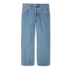 Verkürzte Hose aus Denim mit tiefem Taillenbund