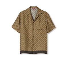GG Horsebit print silk twill shirt