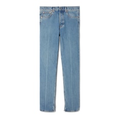 Straight leg denim pant with label