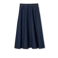 Regular fit embroidered denim skirt